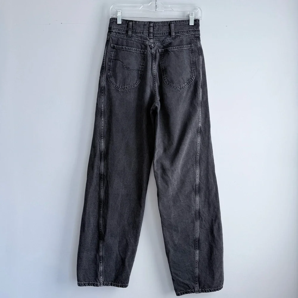 FREE PEOPLE ASTER STRAIGHT LEG JEANS in Asteroid Black Gray Size 28 High Rise - Picture 6 of 16